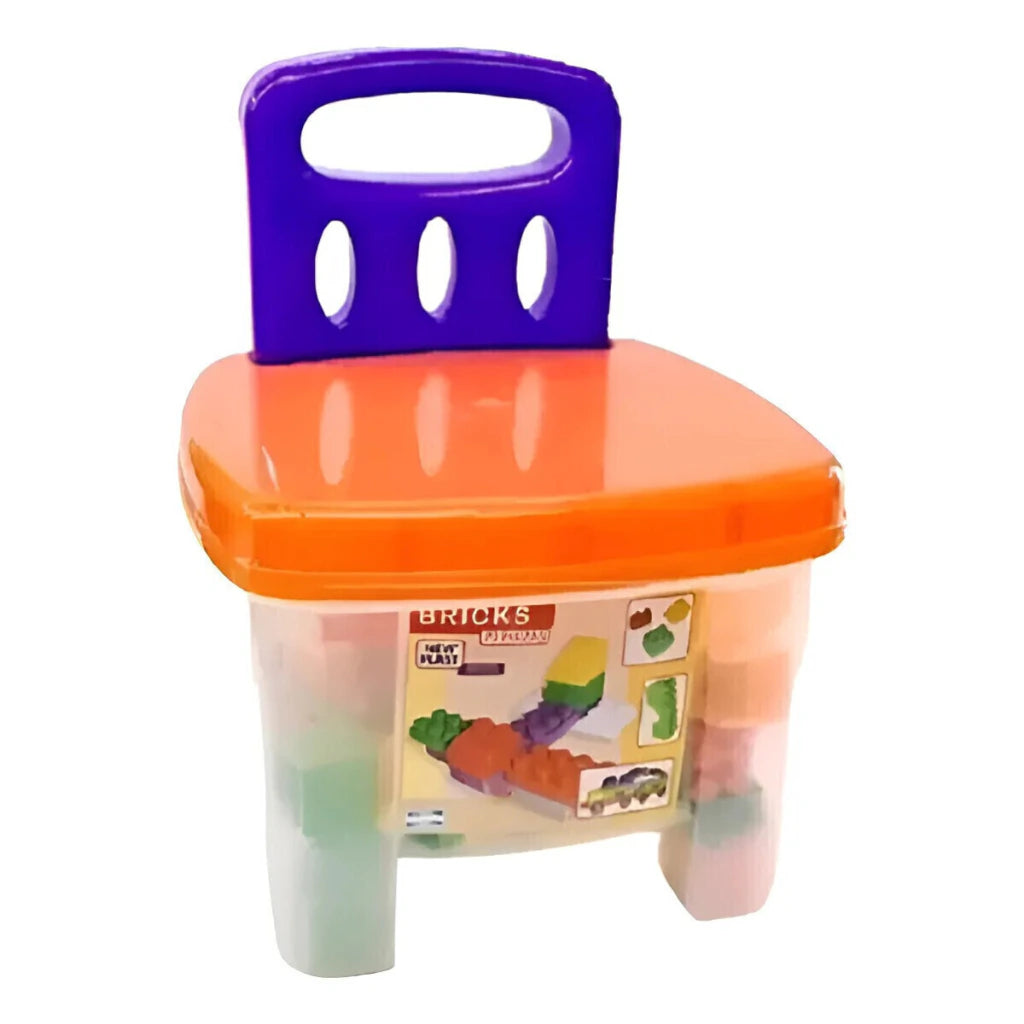 Silla Banquito con 72 Bloques New Plast Juego Didáctico Infantil
