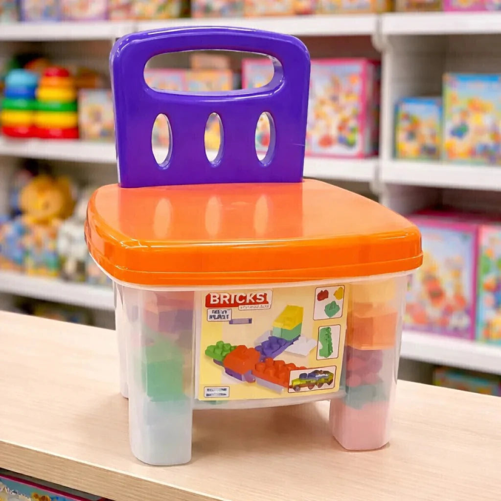 Silla Banquito con 72 Bloques New Plast Juego Didáctico Infantil