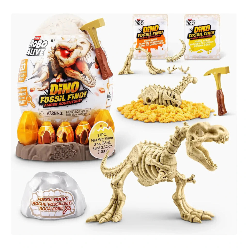 Robo Alive Ámbar Dino Fósil Huevo Sorpresa 23 cm Wabro