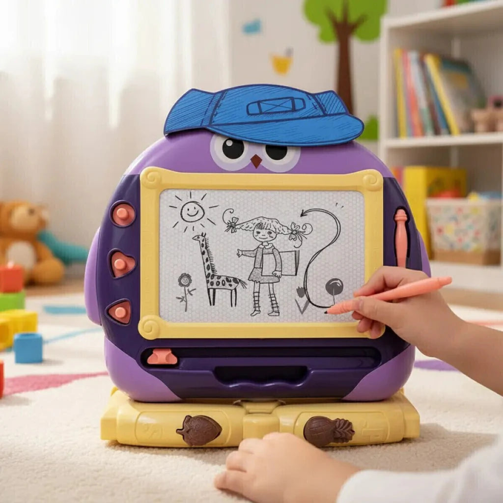 Pizarra Mágica Magnética con Pie Tipo Mesa Violeta Infantil