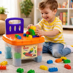 Silla Banquito con 72 Bloques New Plast Juego Didáctico Infantil