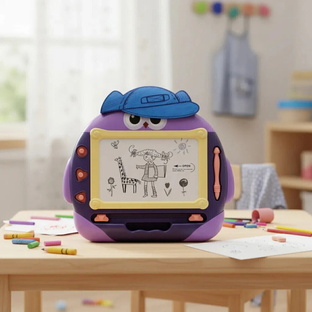 Pizarra Mágica Magnética con Pie Tipo Mesa Violeta Infantil